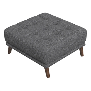 Pemberly Row Mid Century Modern Ottoman Fabric in Dark Grey