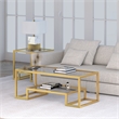 Pemberley Row Tempered Glass Gold Coffee Table Rectangular