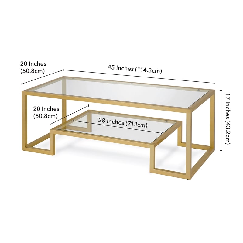 Pemberley Row Tempered Glass Gold Coffee Table Rectangular