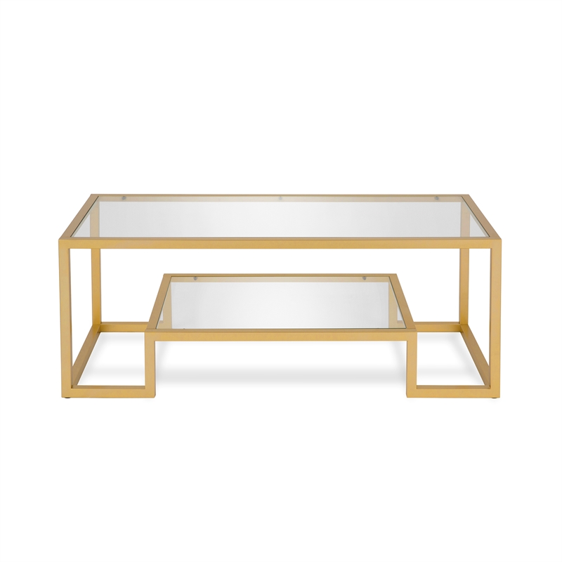 Pemberley Row Tempered Glass Gold Coffee Table Rectangular