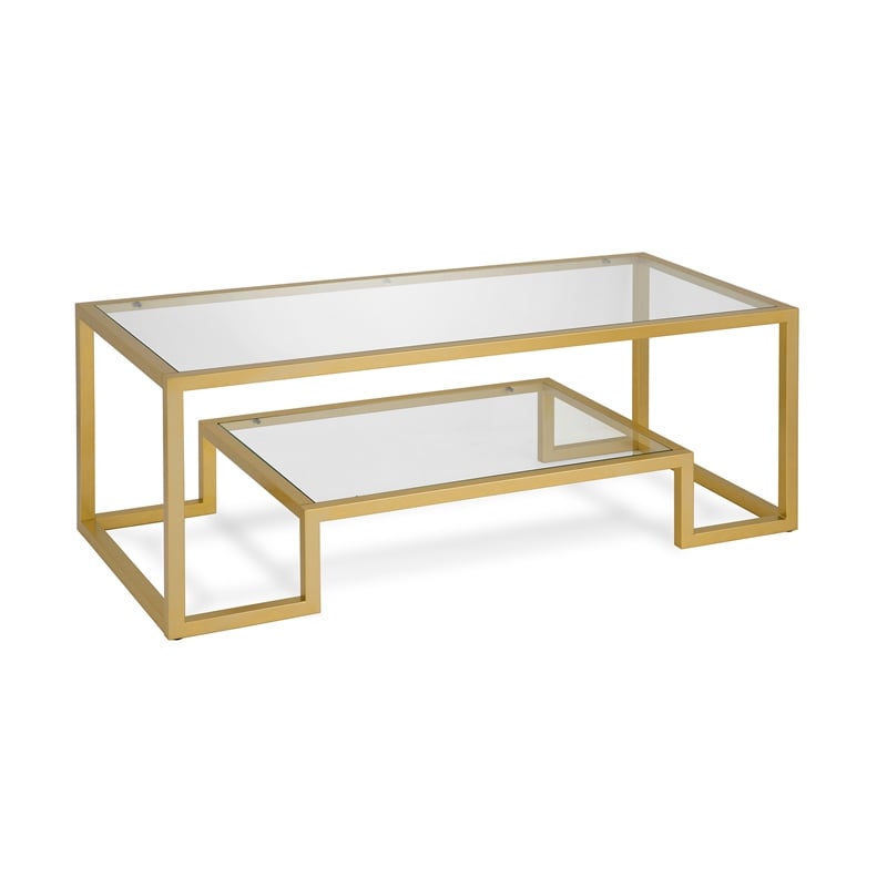 Pemberley Row Tempered Glass Gold Coffee Table Rectangular