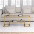 Pemberley Row Tempered Glass Gold Coffee Table Rectangular