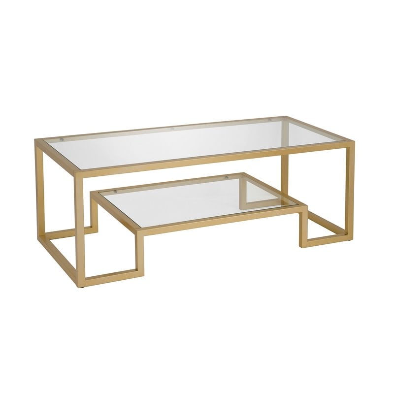 Pemberley Row Tempered Glass Gold Coffee Table Rectangular