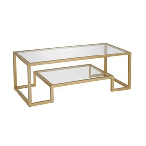 Pemberley Row Tempered Glass Gold Coffee Table Rectangular