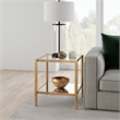Pemberley Row Tempered Glass Antique Brass Side Table Square 22
