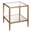Pemberley Row Tempered Glass Antique Brass Side Table Square 22