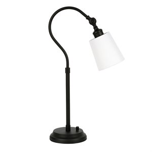 Pemberly Row 25&quot Metal Task Table Lamp in Blackened Bronze