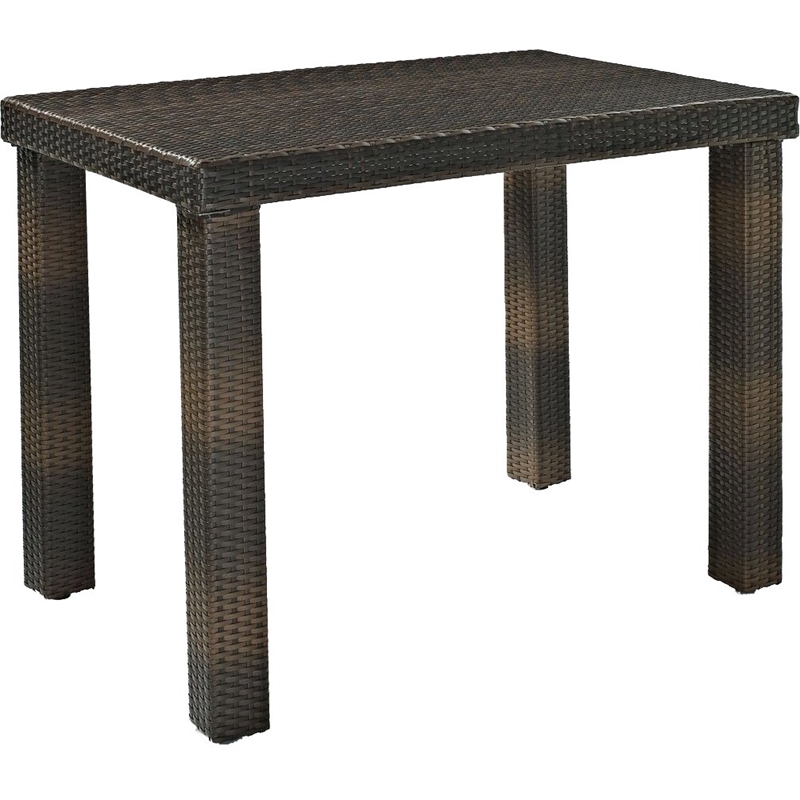 Pemberly Row Wicker Counter Height Patio Dining Table in Brown