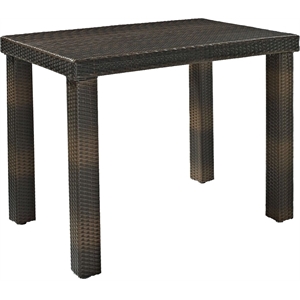 Pemberly Row Wicker Counter Height Patio Dining Table in Brown