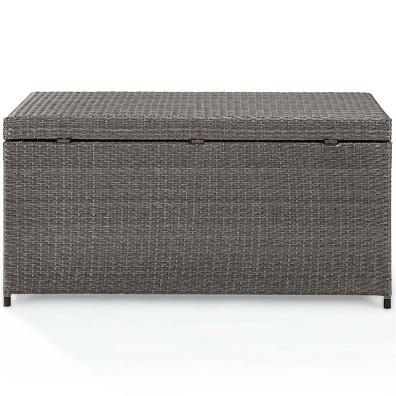 Pemberley Row PE Wicker Weathered Gray Deck Box Rectangular UV-Resistant 52
