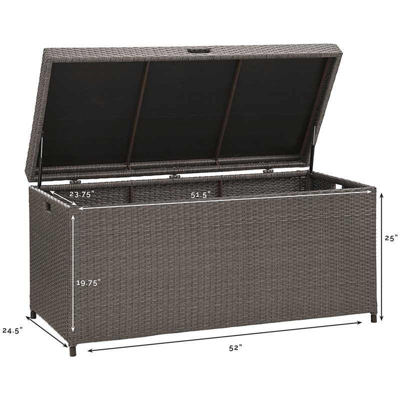 Pemberley Row PE Wicker Weathered Gray Deck Box Rectangular UV-Resistant 52