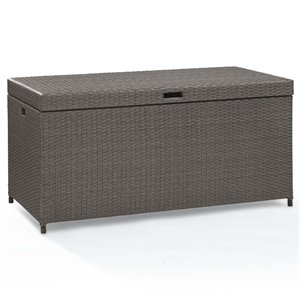 Pemberley Row PE Wicker Weathered Gray Deck Box Rectangular UV-Resistant 52&quotW x 24.5&quotD x 25&quotH Unassembled