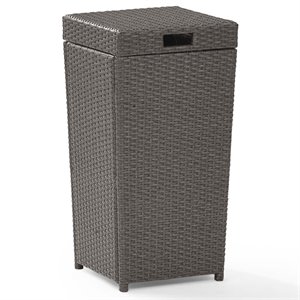 Pemberley Row Wicker Weathered Gray Trash Can Rectangular UV-Resistant 31.5&quot