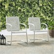Pemberly Row Industrial Metal Patio Chair in White (Set of 2)