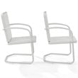 Pemberly Row Industrial Metal Patio Chair in White (Set of 2)