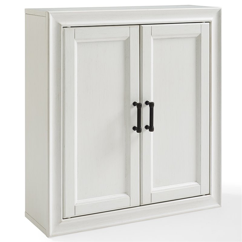 Pemberly Row Modern Wood Medicine Cabinet with Shelves in Vintage White