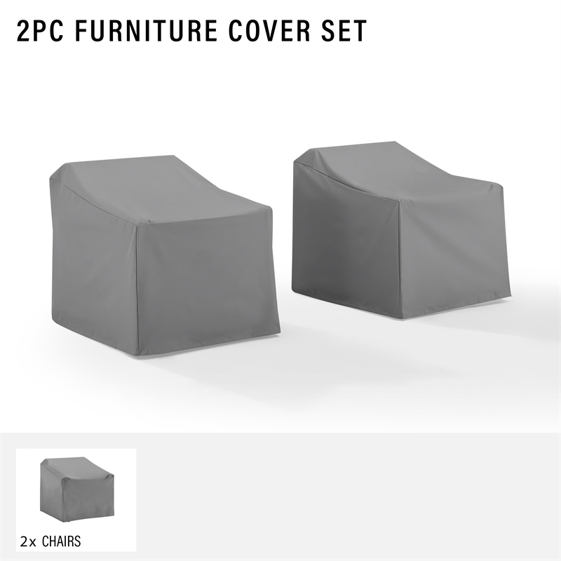 Pemberly Row Vinyl/Heavy Gauge Patio Chair Cover in Gray (Set of 2)