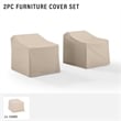 Pemberly Row Vinyl/Heavy Gauge Outdoor Chair Cover in Tan (Set of 2)