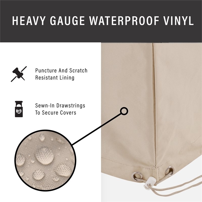 Pemberly Row 3-Piece Vinyl Patio Conversation Cover Set in Tan