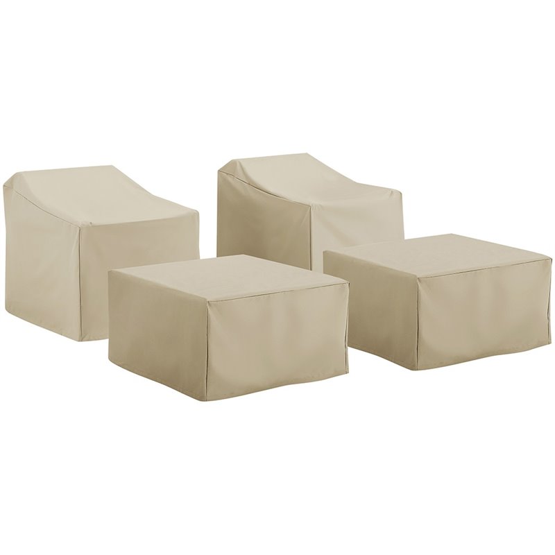 Pemberly Row 4-Piece Vinyl Patio Conversation Cover Set in Tan