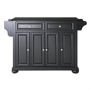 Pemberly Row Traditional Wood/Granite Top Kitchen Island in Black