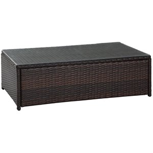 Pemberley Row Glass Brown Patio Coffee Table Rectangular Tempered 43.5&quot x 23.75&quot x 13.75&quot Unassembled