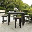 Pemberly Row 5 Piece Wicker Patio Counter Height Dining Set in Brown