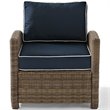 Pemberly Row Wicker Patio Chair in Brown and Navy