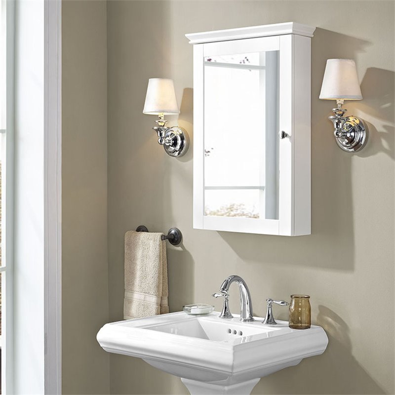 Pemberley Row MDF White Medicine Cabinet Rectangular Mirrored 28