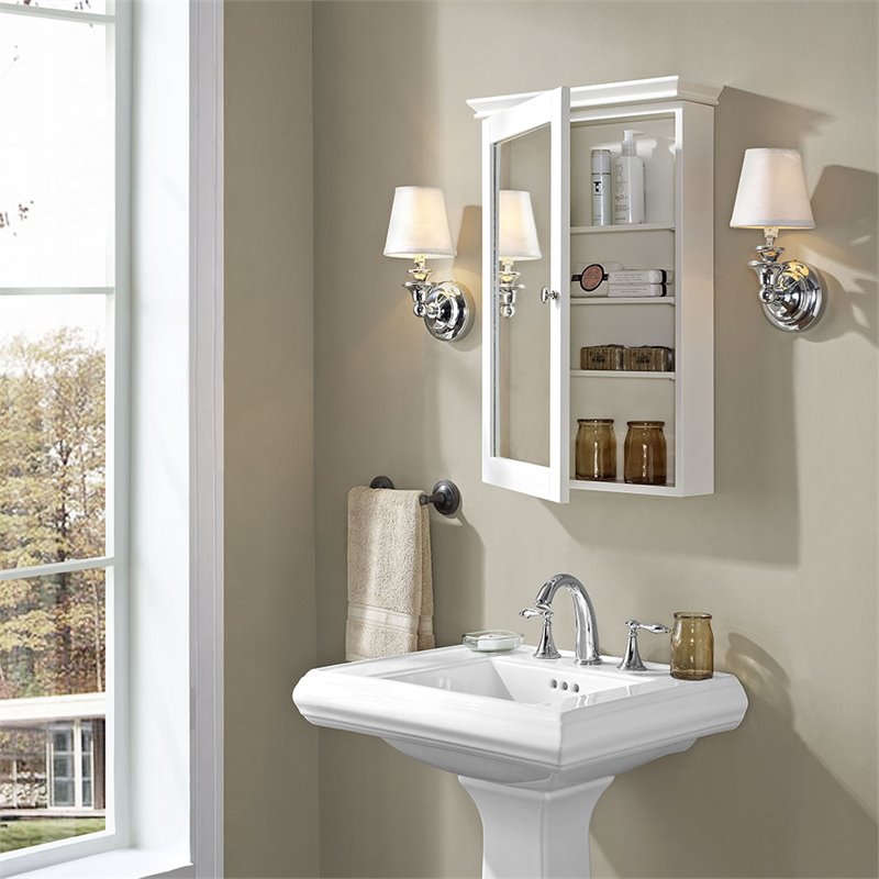 Pemberley Row MDF White Medicine Cabinet Rectangular Mirrored 28