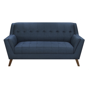 Pemberly Row Loveseat with Deep Tufting and Stitching Details in Blue