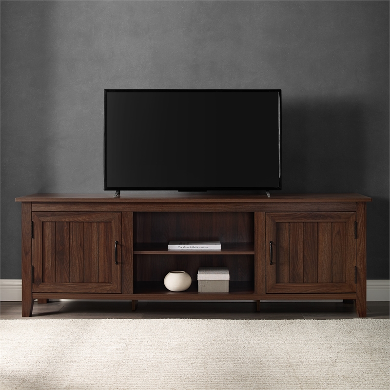 Pemberley Row MDF Dark Walnut TV Stand Rectangular Cord Management 70