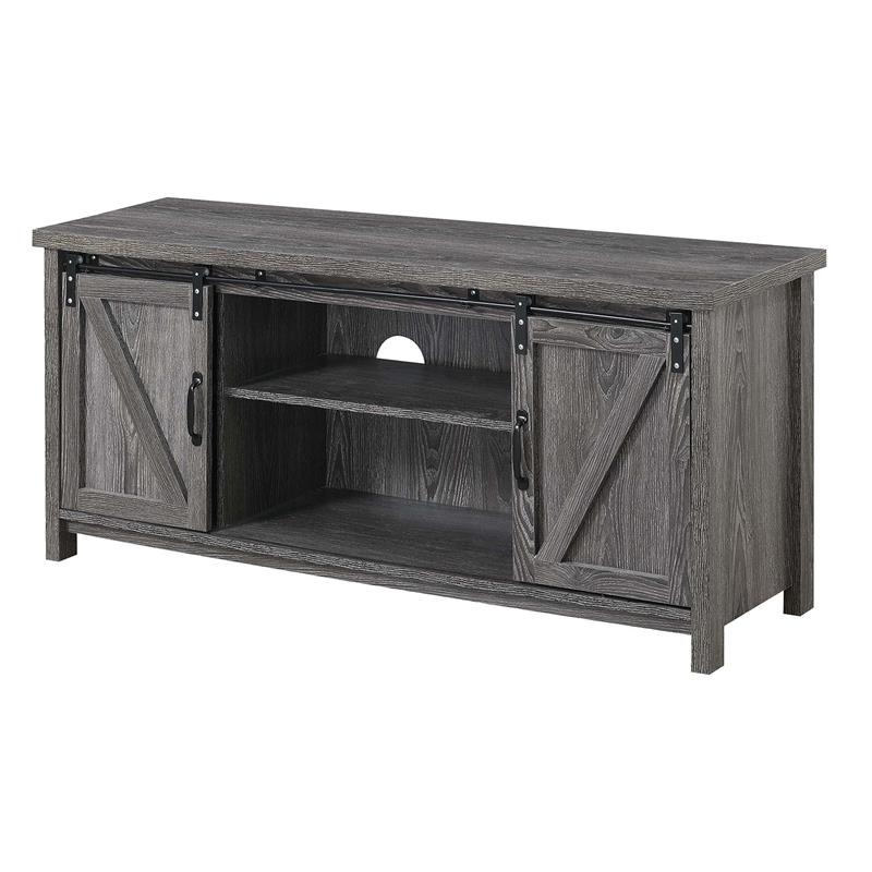 Pemberly Row Farmhouse Wood Barn Door TV Stand for TVs up to 52