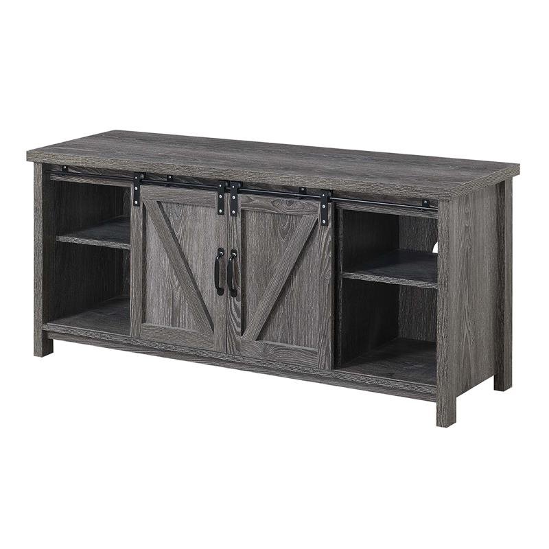 Pemberly Row Farmhouse Wood Barn Door TV Stand for TVs up to 52