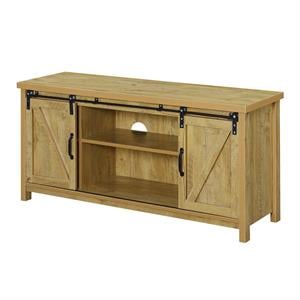 Pemberley Row Wood Light Oak TV Stand Rectangular Sliding Doors 52&quot Unassembled