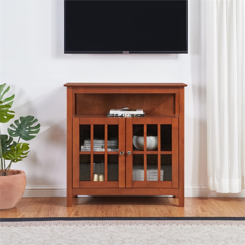 Pemberley Row Wood Cherry TV Stand Rectangular Easy Assembly 36