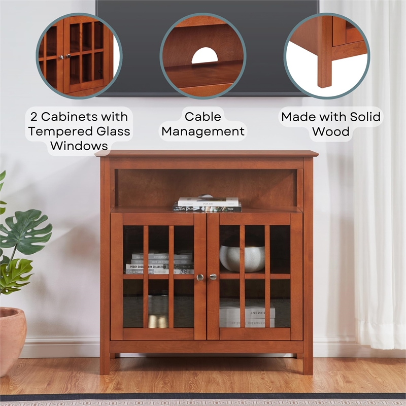 Pemberley Row Wood Cherry TV Stand Rectangular Easy Assembly 36