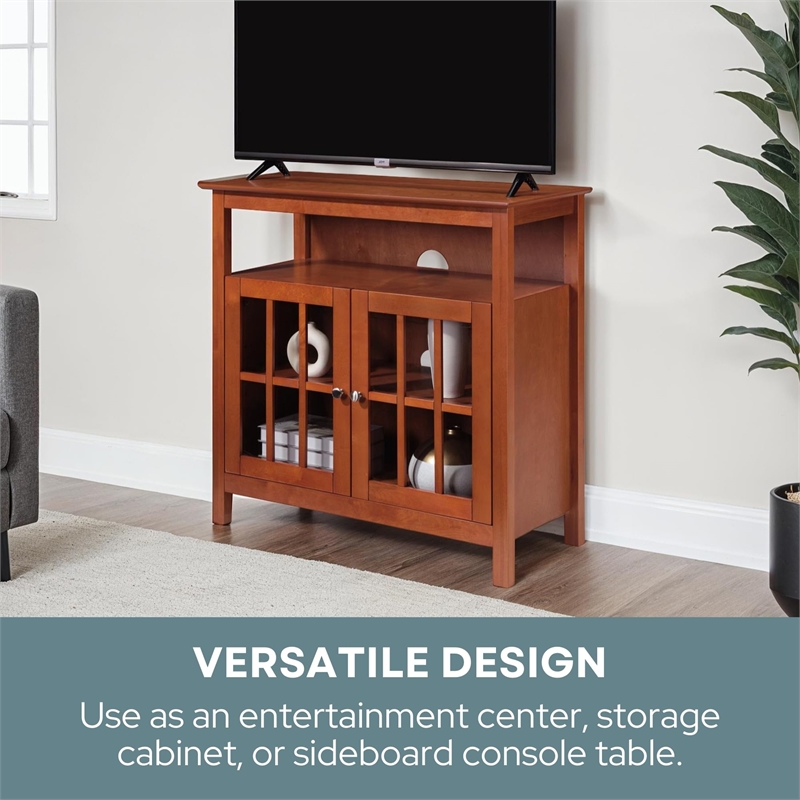 Pemberley Row Wood Cherry TV Stand Rectangular Easy Assembly 36