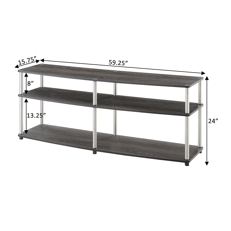 Pemberly Row Contemporary 3 Tier Wood TV Stand for TVs up to 60