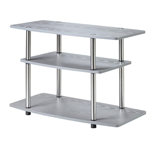 Pemberly Row Contemporary 3 Tier Wood TV Stand for TVs up to 32&quot in Gray