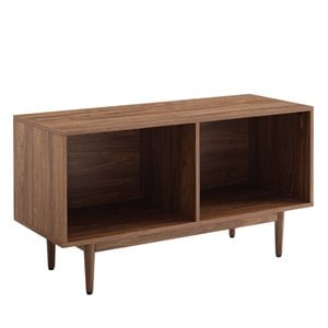Pemberly Row Mid-Century Wood Low Profile TV Stand for TVs up to 43&quot in Walnut