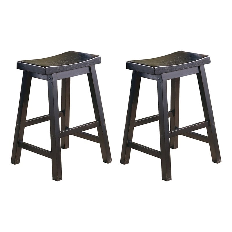 Pemberley Row Solid Wood Black Counter Stool Rectangular Unassembled 23.5