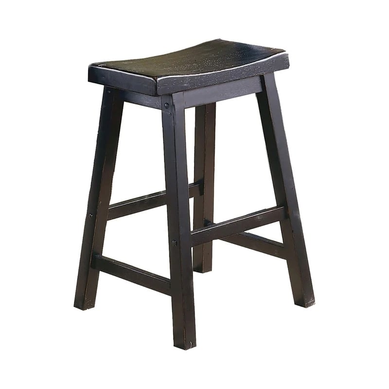 Pemberley Row Solid Wood Black Counter Stool Rectangular Unassembled 23.5