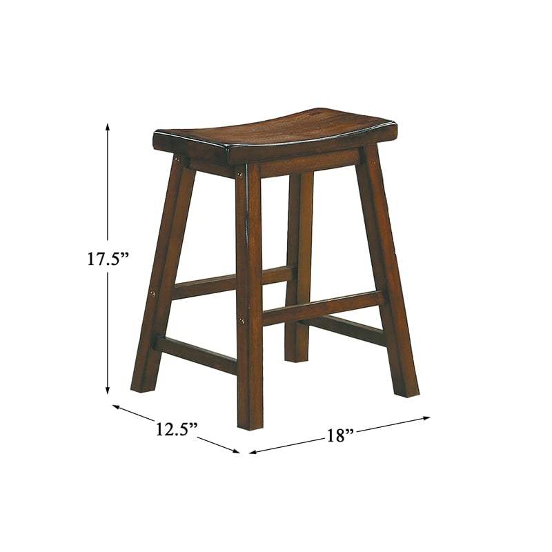 Pemberley Row Solid Wood Cherry Bar Stool Set Saddle Seat 18