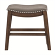 Pemberly Row Faux Leather Bar Stool Chair in Gray With Saddle Seat & Footrest