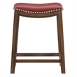 Pemberley Row Faux Leather Red Counter Stool Rectangular Nail Head Trim 25.75