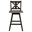 Pemberly Row Wood Bar Stool Chair Set of 2 in Black - Rotating Square Seat