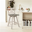 Pemberly Row Wood Bar Stool Chair Set of 2 in Brown - Rotating Square Seat