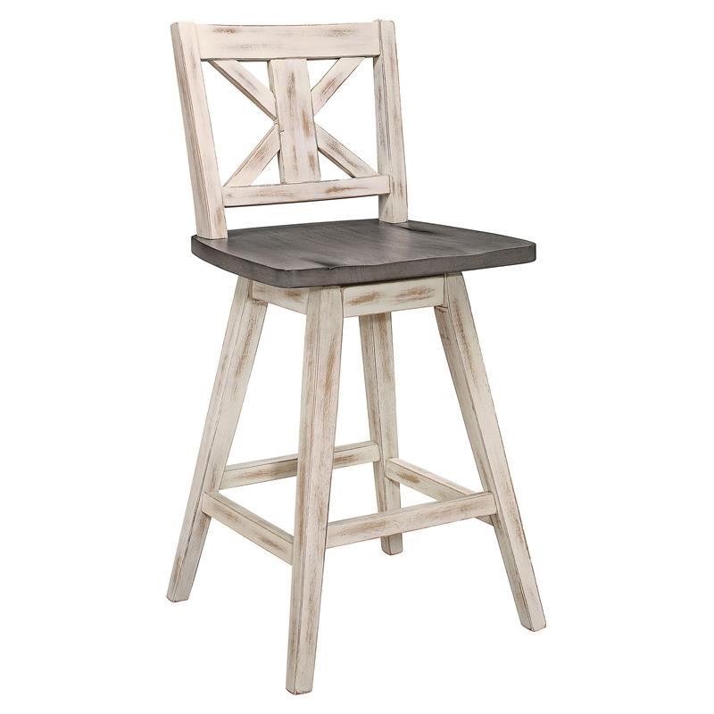 Pemberly Row Wood Bar Stool Chair Set of 2 in Brown - Rotating Square Seat