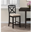 Pemberly Row Wood Counter Height Dining Chairs in Black and Beige (Set of 2)